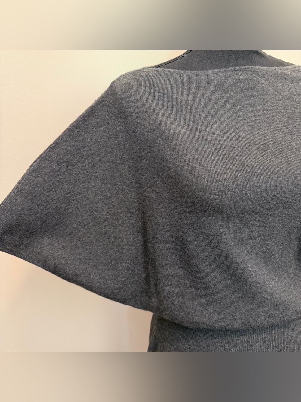 NWT Zara Charcoal Gray Midi Dress Women S Dolman Sleeve Knit Boat Neck Chic Soft - Picture 7 of 9